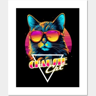 Retro Wave Chausie Cat Miami Shirt Posters and Art